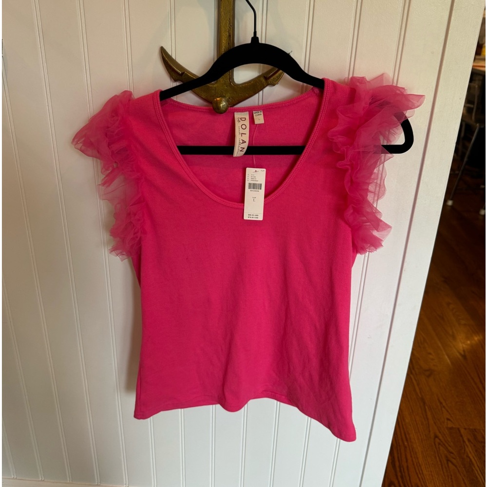 Pink tulle sleeve top, never worn